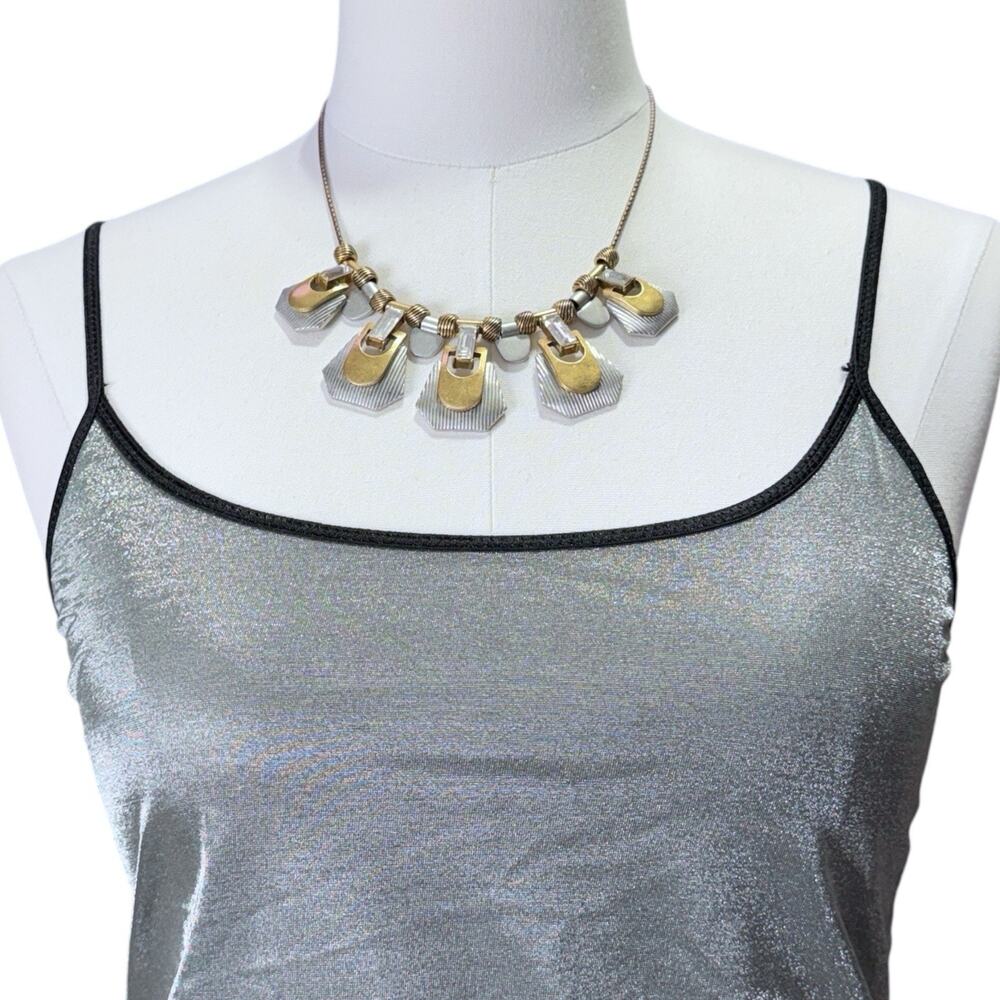 J.Crew Collar Bib Necklace Mixed Metals With Crystal Rhinestone 21”